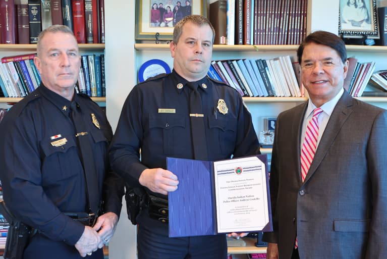 Oneida Indian Nation Awards Commendation to Officer Andrew Costello for Heroic Life-Saving Actions