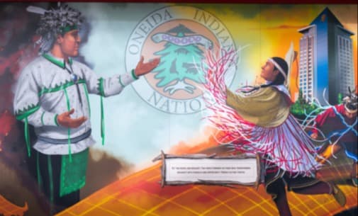The Oneida Story Mural on public display at Wynn Hospital